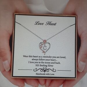 S925 Initial C Rose Heart Love Necklace IEFIL New In Box‎